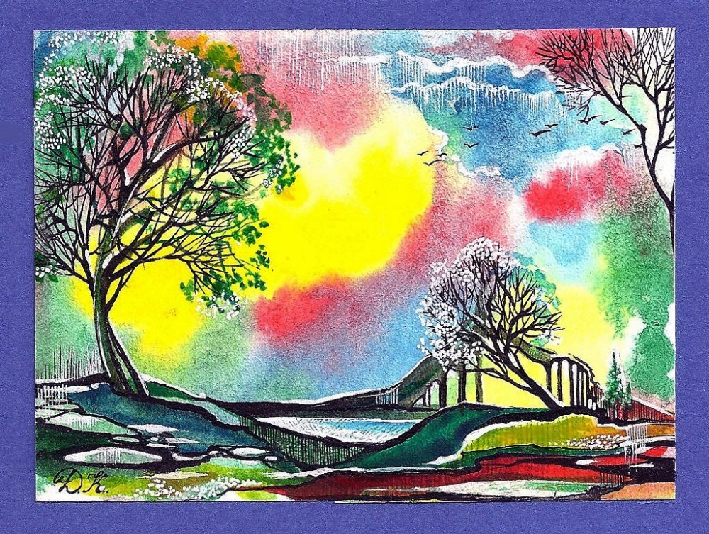 Пейзаж фломастерами