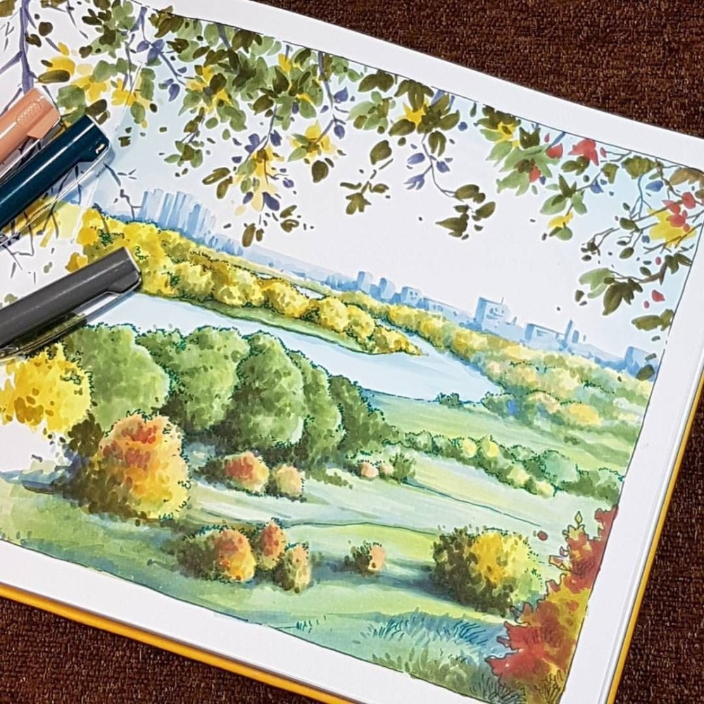 Пейзаж фломастерами