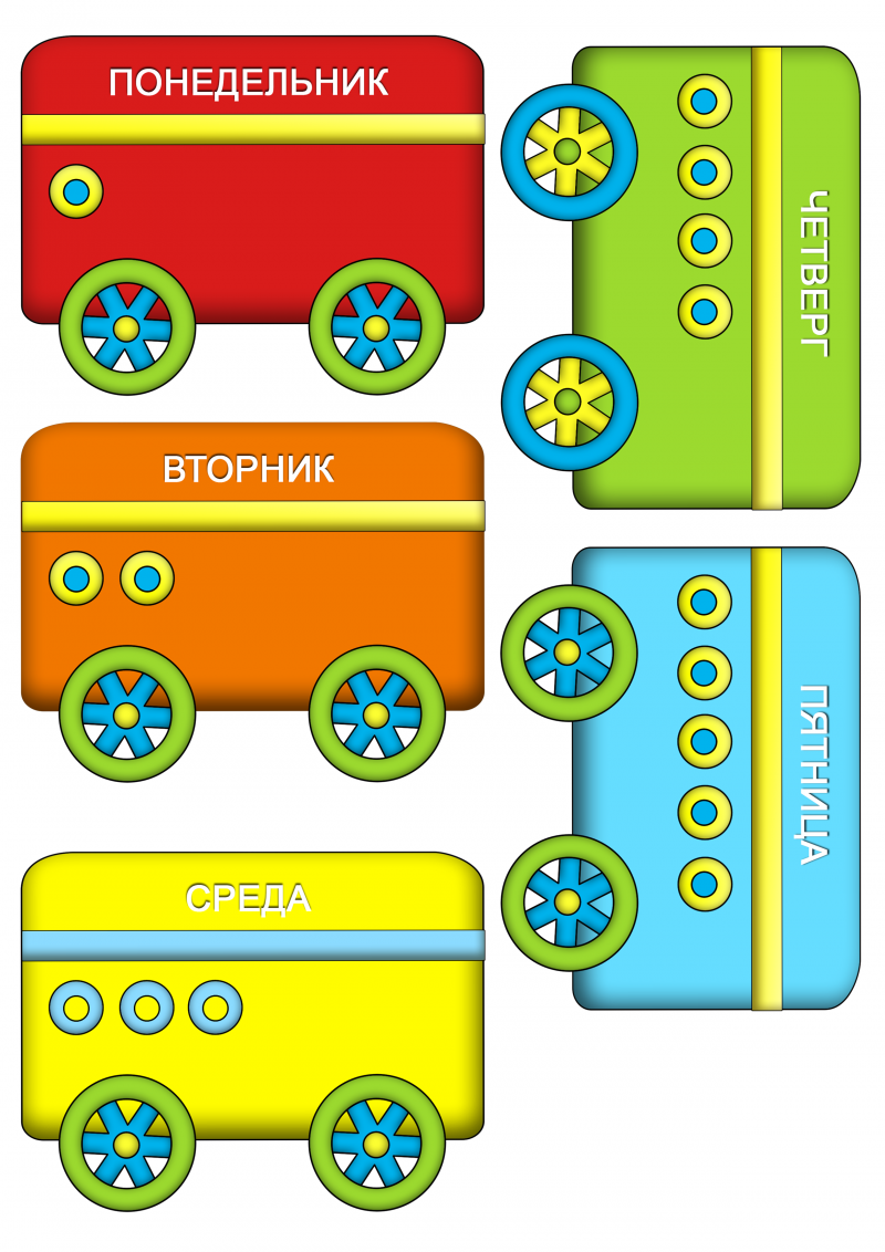 Вагончики дни недели для детей