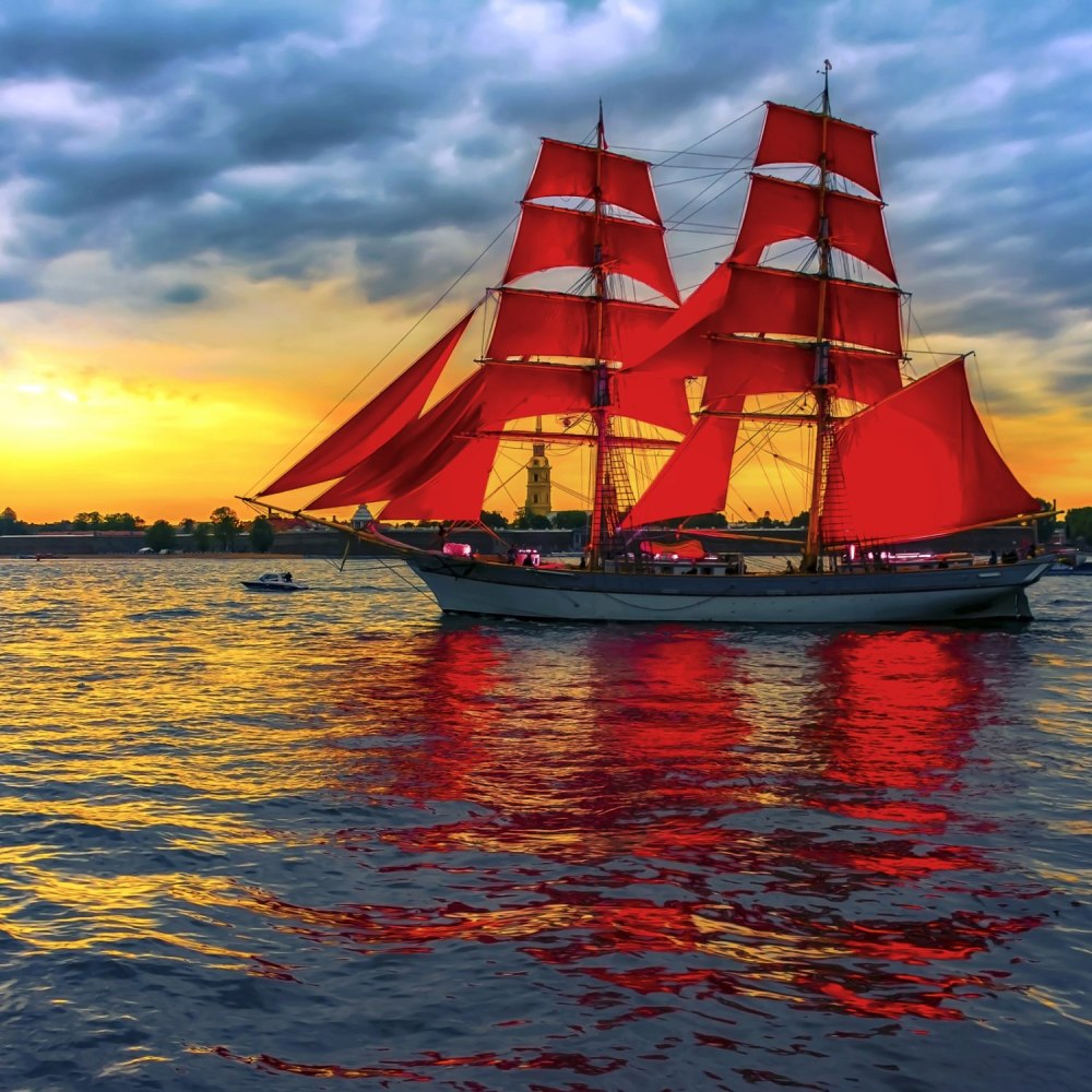 Алмазная мозаика парусник в море