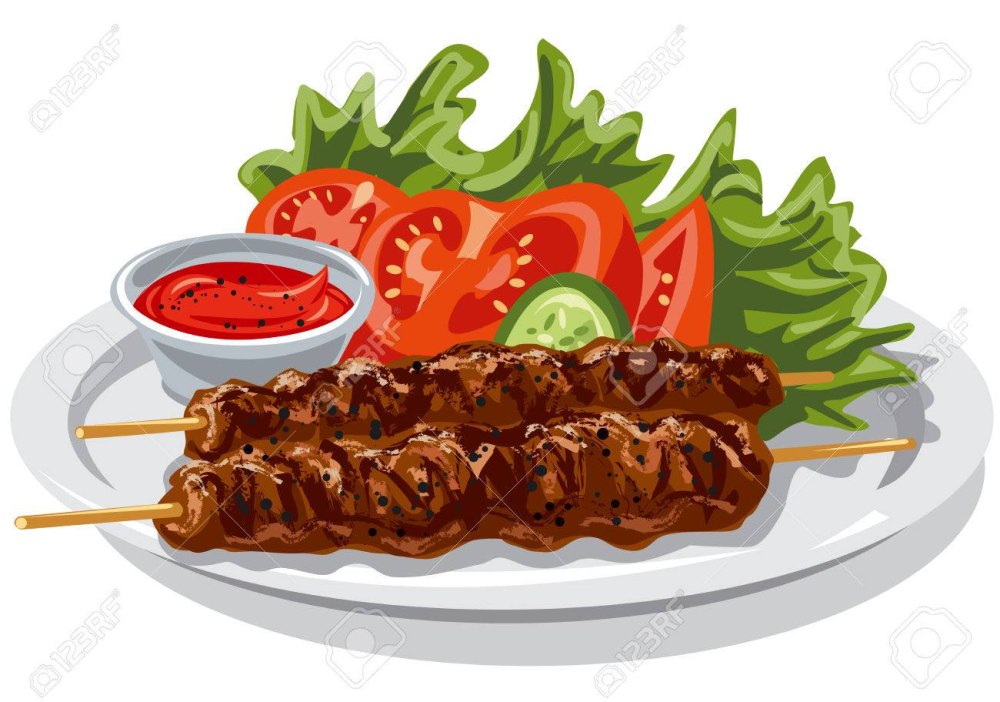Шашлык на белой тарелке