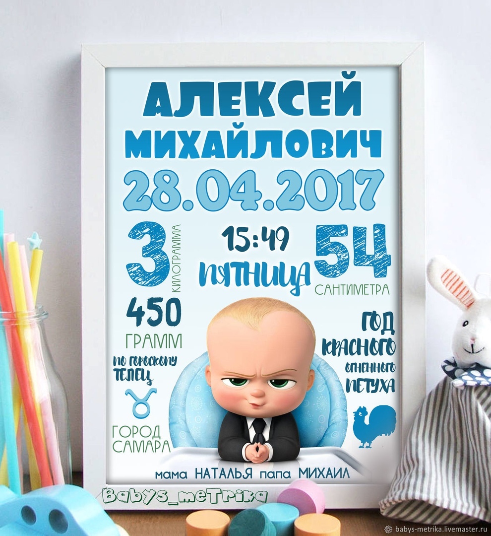Метрика для новорожденных босс молокосос