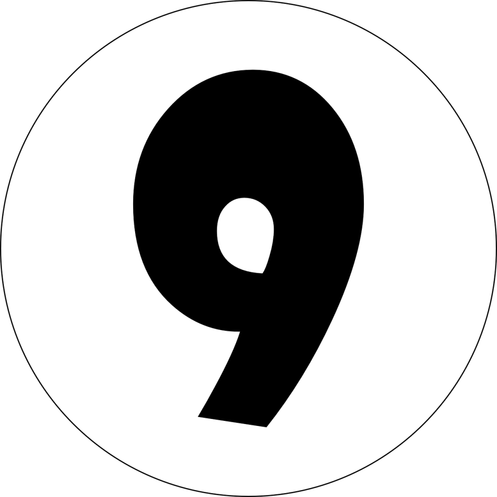 Цифра 9 черная