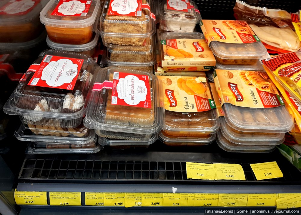 Продукты в магазинах Черногории