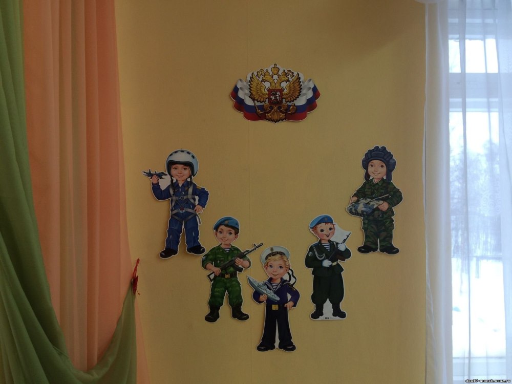 Украшение зала к 23 февраля в ДОУ