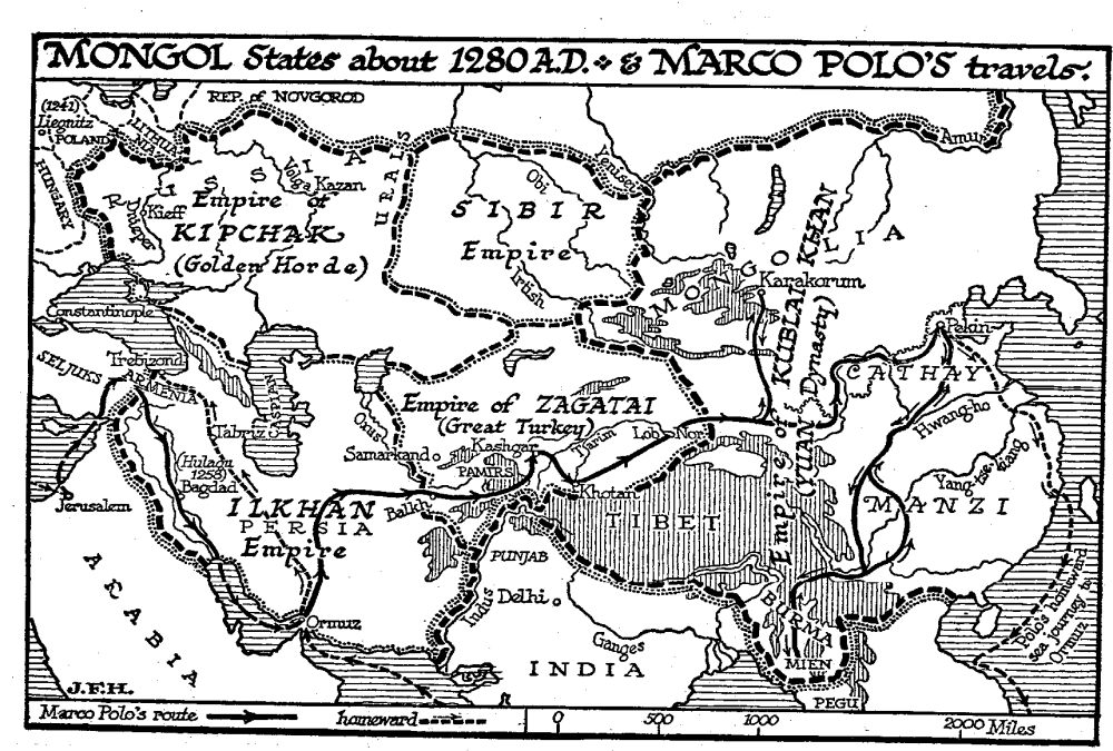 Карта Марко поло great Tartary