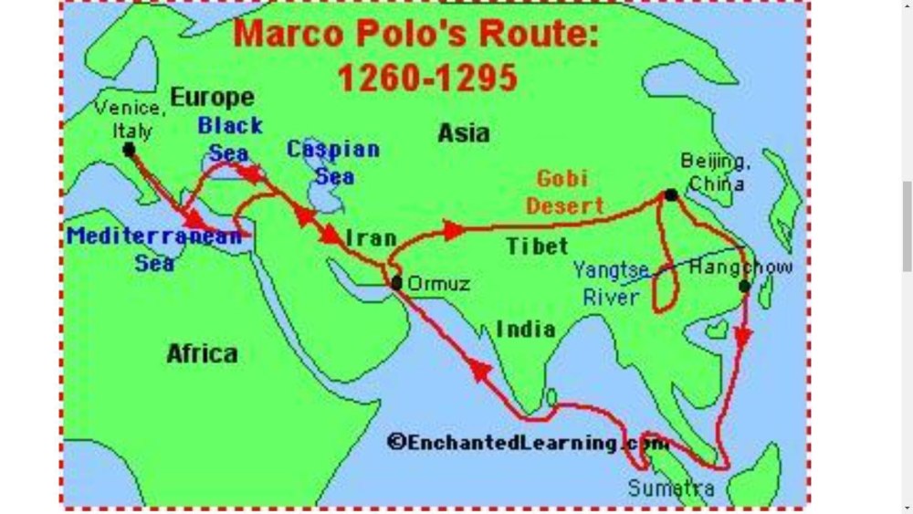 Маршрут путешествия Марко поло в 1271-1275