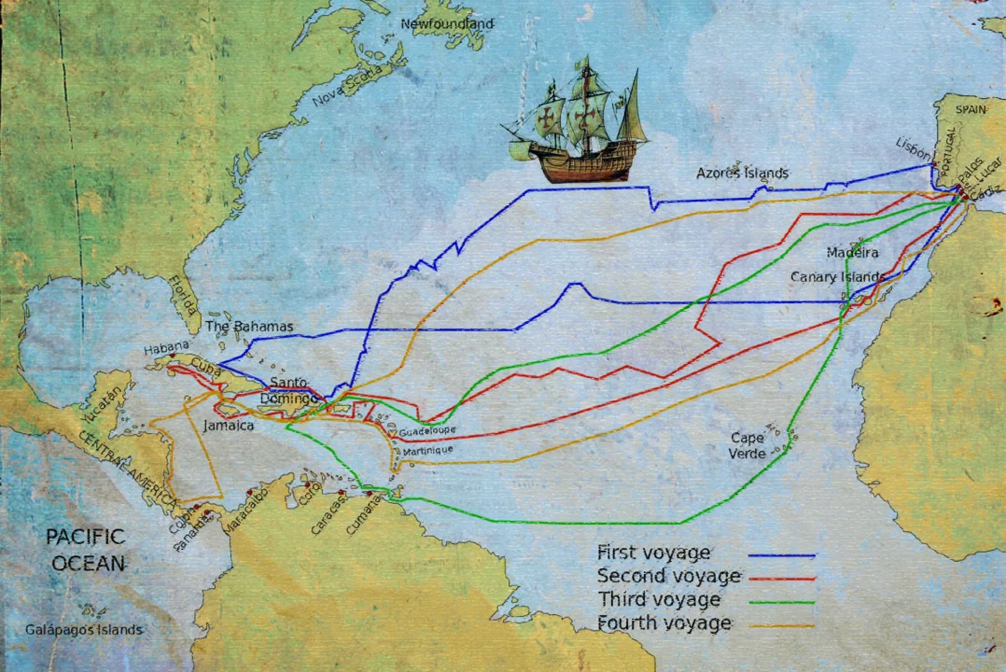 Путешествие христофора на карте. Маршрут экспедиции Христофора Колумба. Плавание Христофора Колумба.