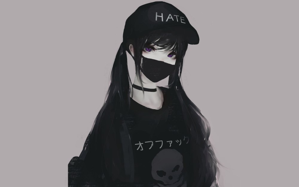 Аниме девушка в маске