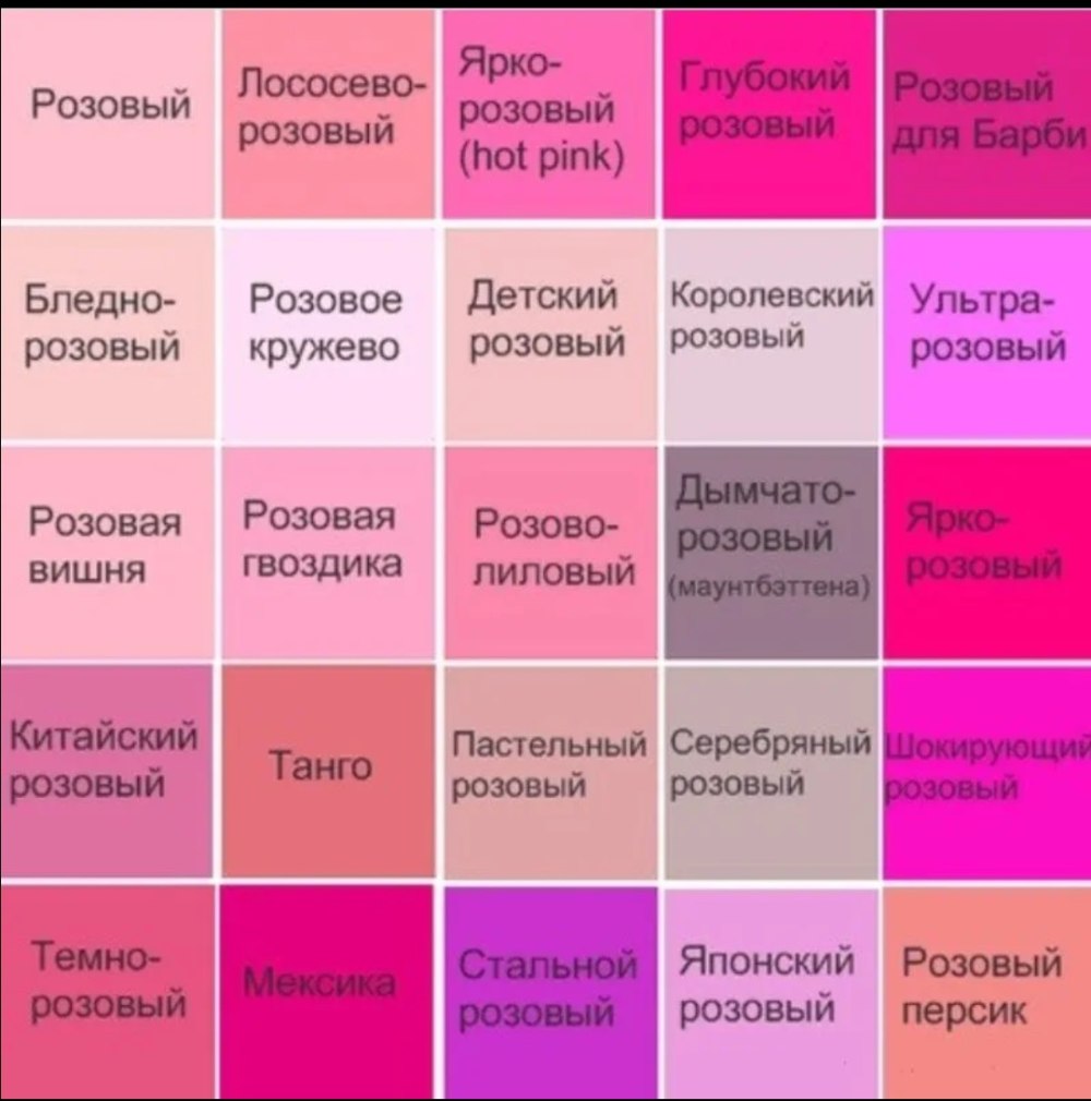 Розовые цвета названия
